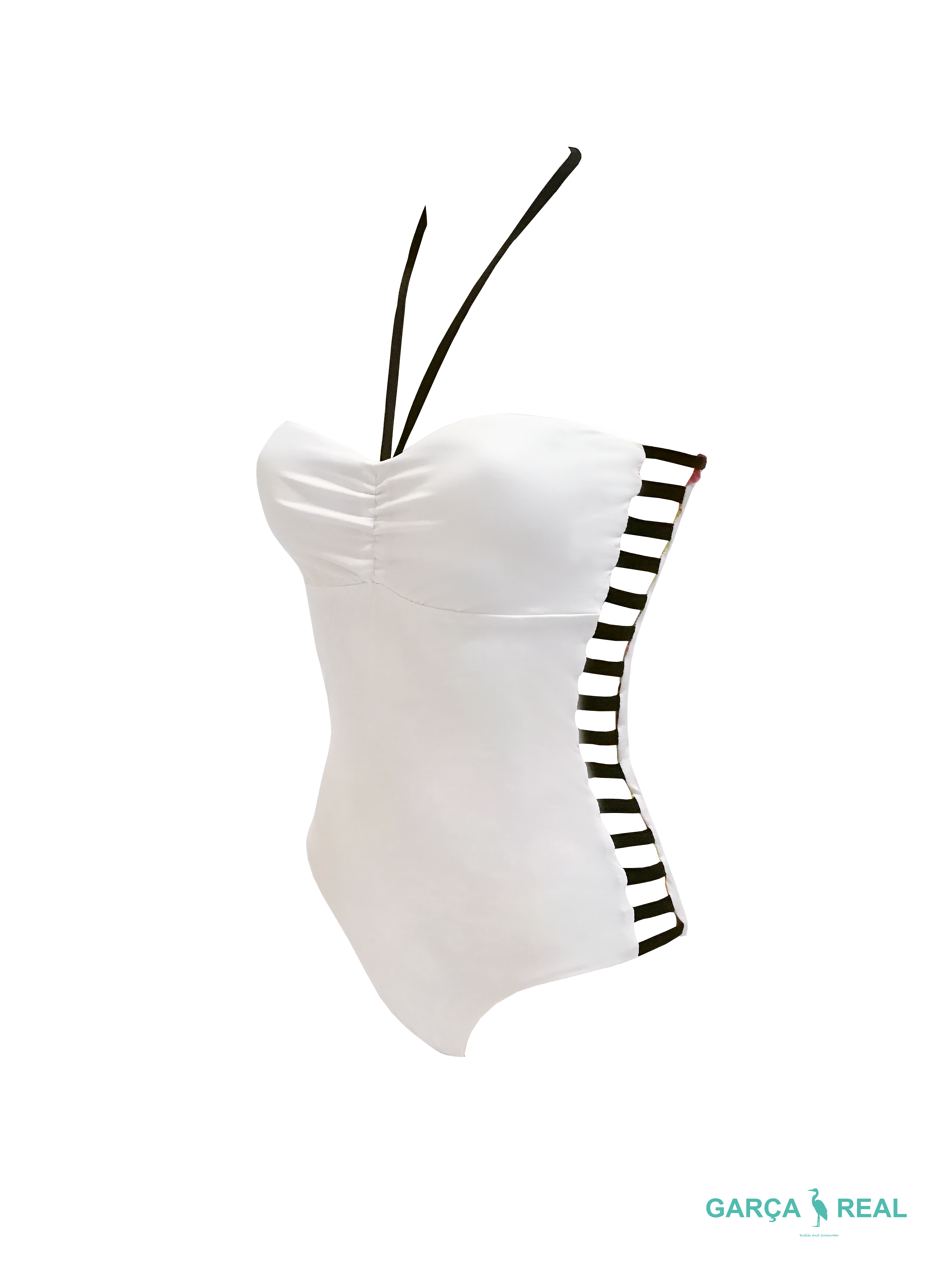 Reversible Corset Abstract and White Swimsuit