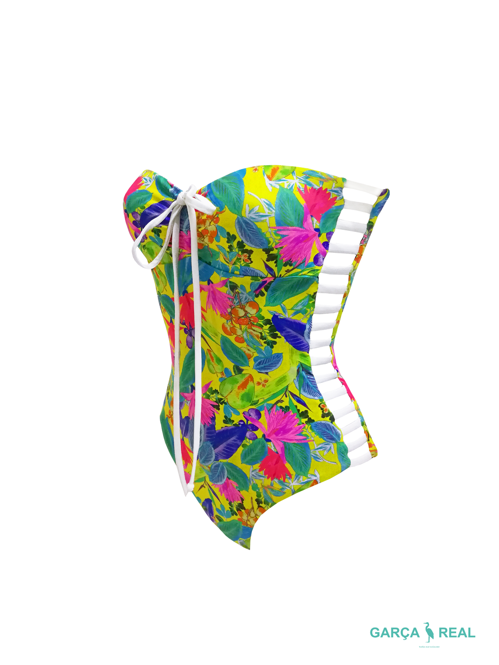 Reversible Corset Floral and Black Swimsuit