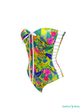 Reversible Corset Floral and Black Swimsuit