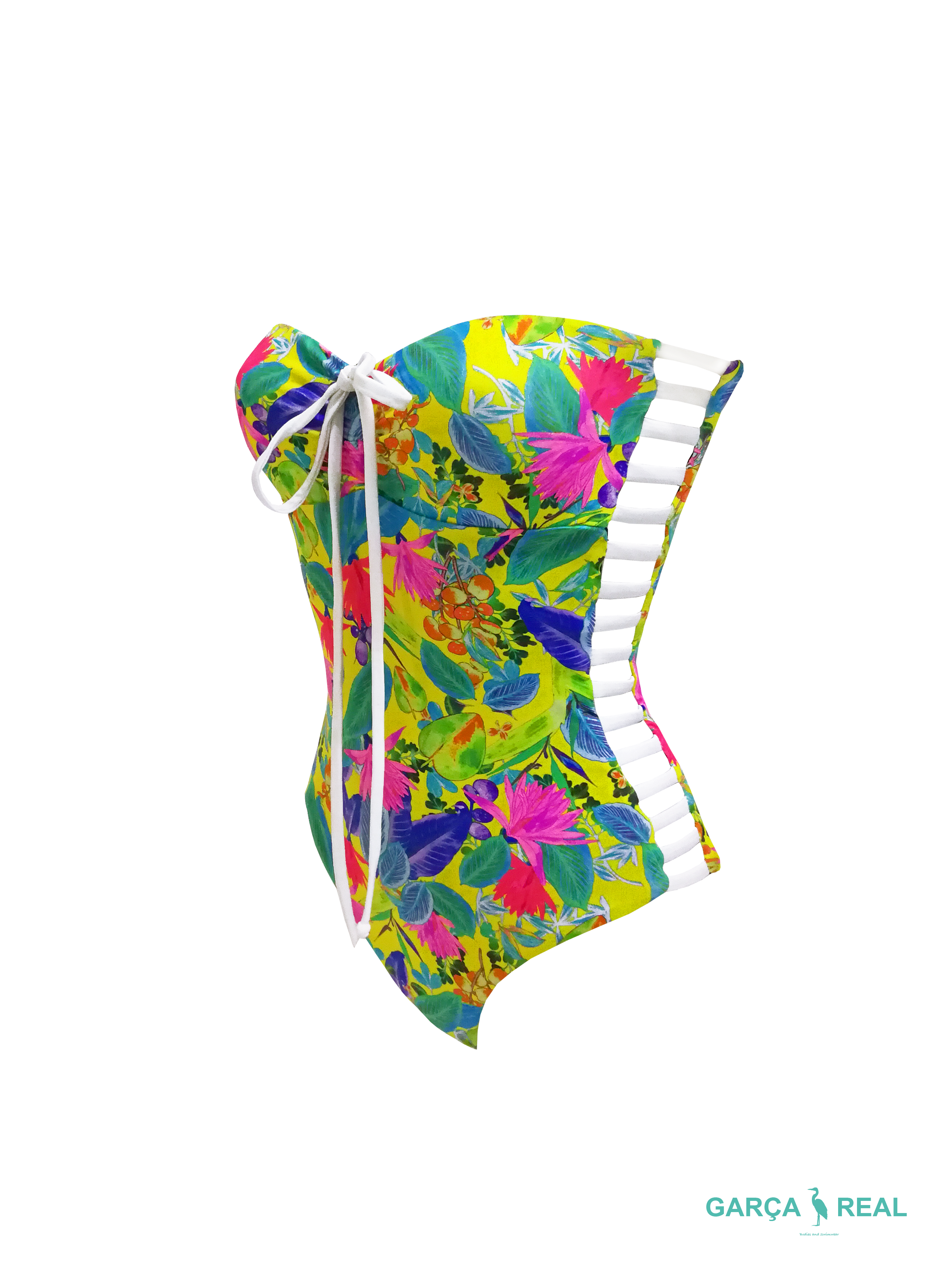 Reversible Corset Floral and Black Swimsuit