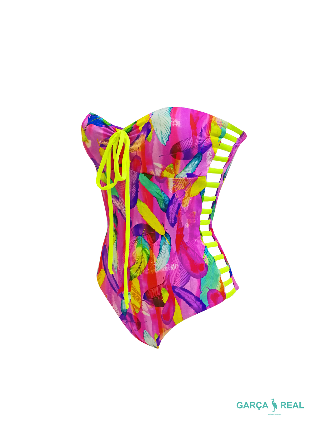 Reversible Corset Feathers and Purple Swimsuit