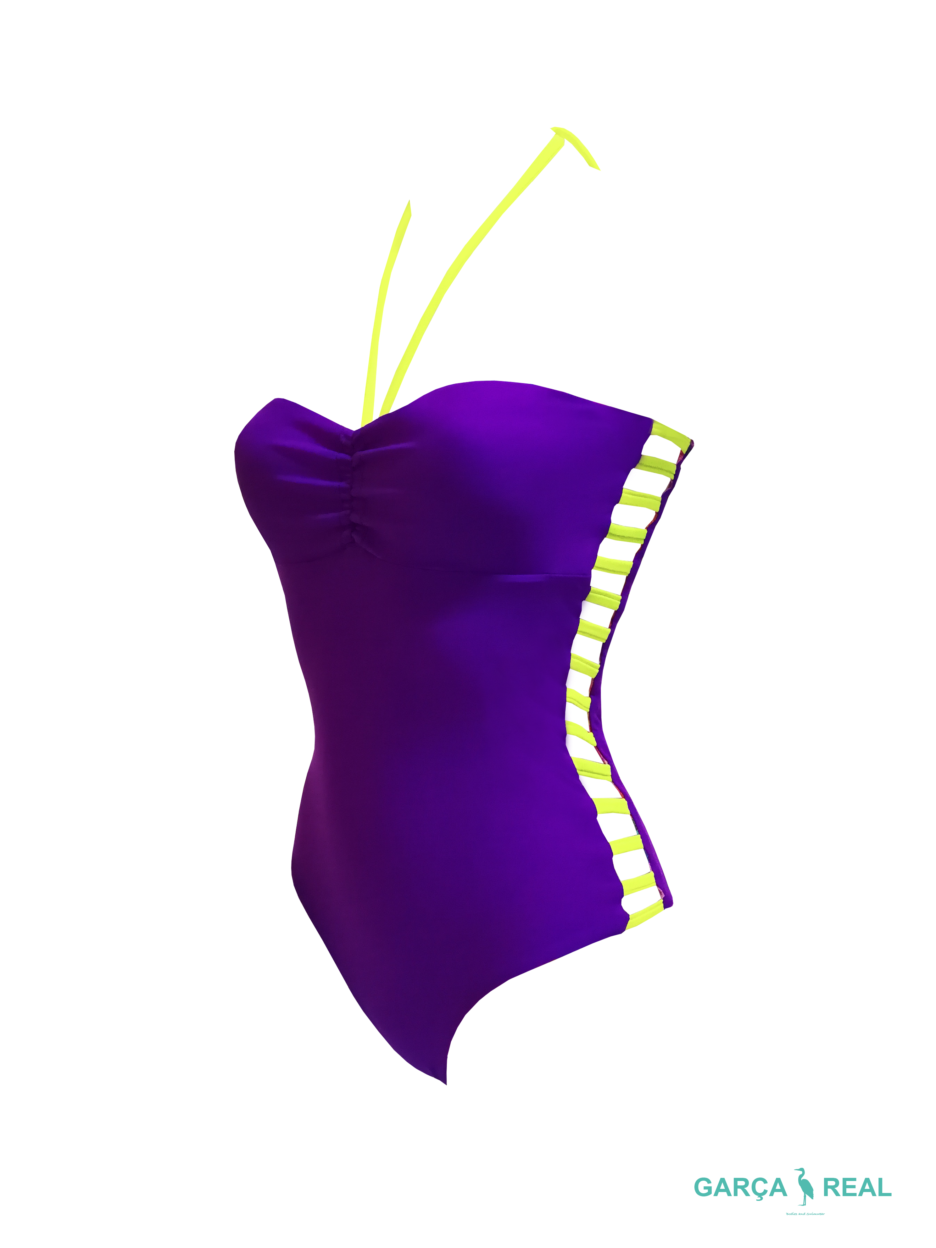 Reversible Corset Feathers and Purple Swimsuit